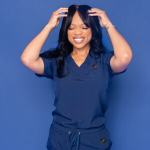 Torched Navy Blue Scrub Top