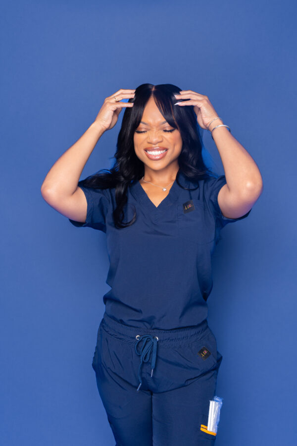 Torched Navy Blue Scrub Top