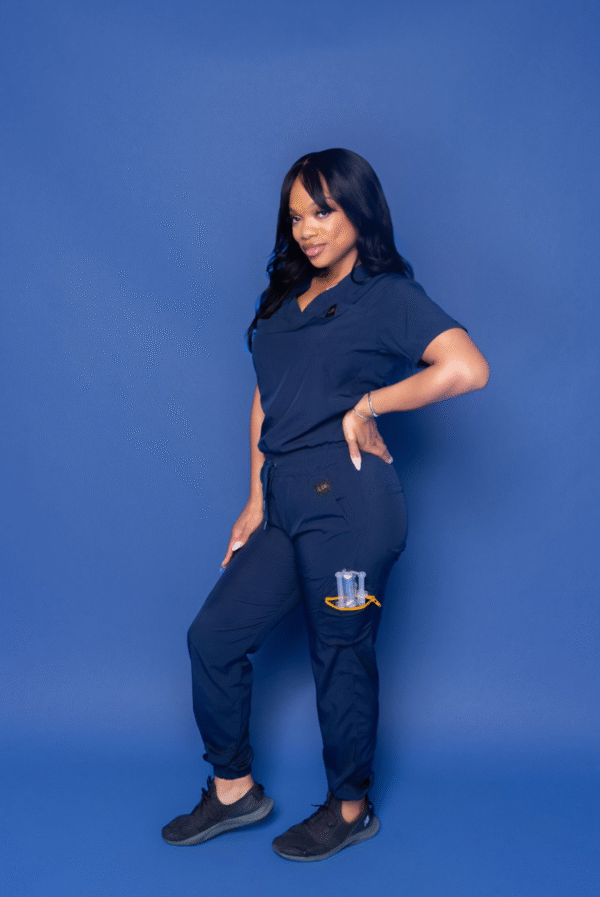 Torched Navy Blue Scrub Pants - Image 4